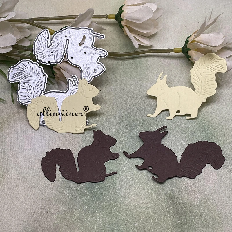 2Pcs Squirrel decoration Metal Cutting Dies Stencils Die Cut for DIY Scrapbooking Album Paper Card Embossing