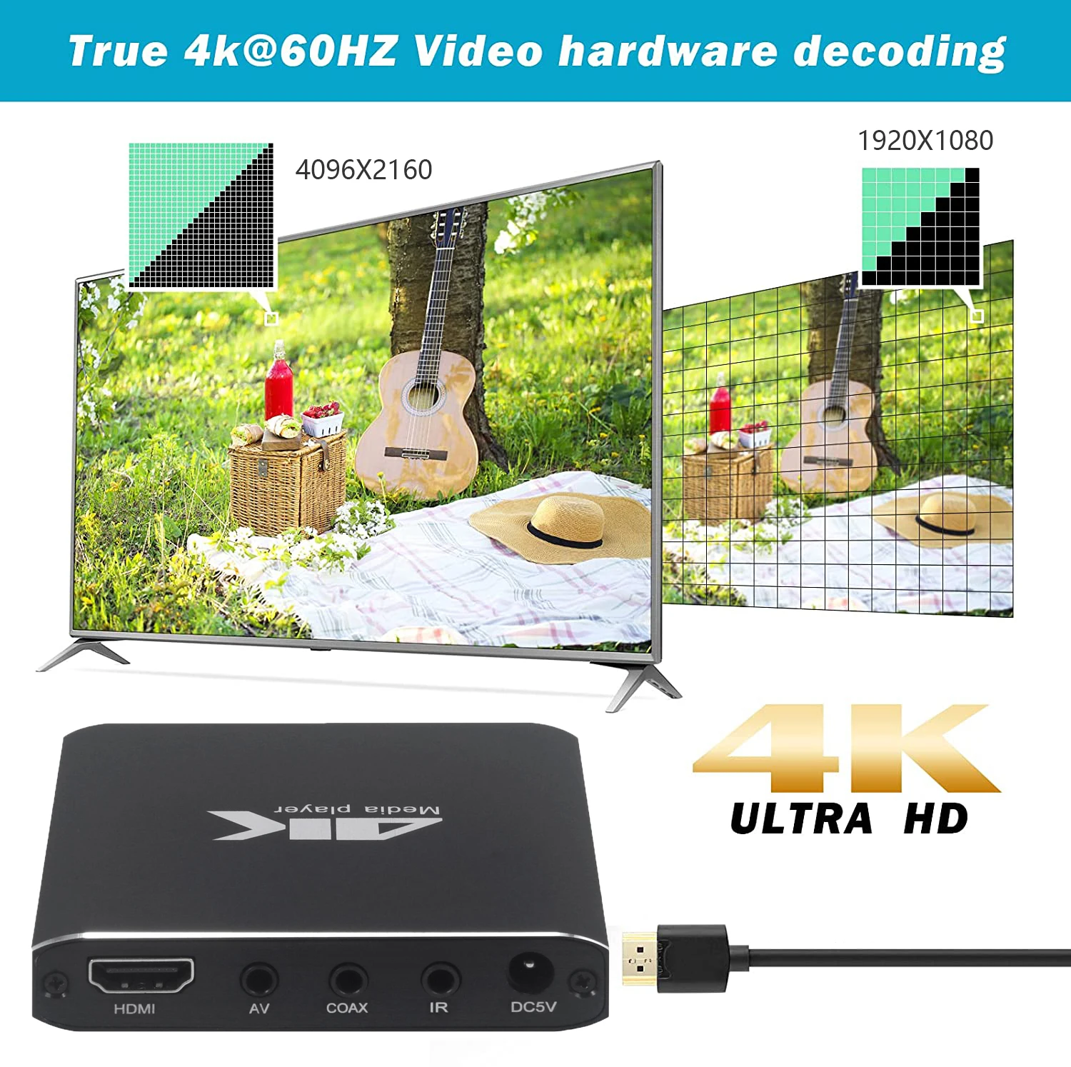 メディアプレーヤーと互換性のある自動ループ再生,マウス,HD,tf,av,hdmi,usbディスク,4k,h.265をサポート