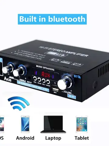 AK35 800W Home Power Amplifiers 2 Channel Bluetooth 5.0 Surround Sound FM USB Remote Control Mini HIFI Digital Amplifier Stereo