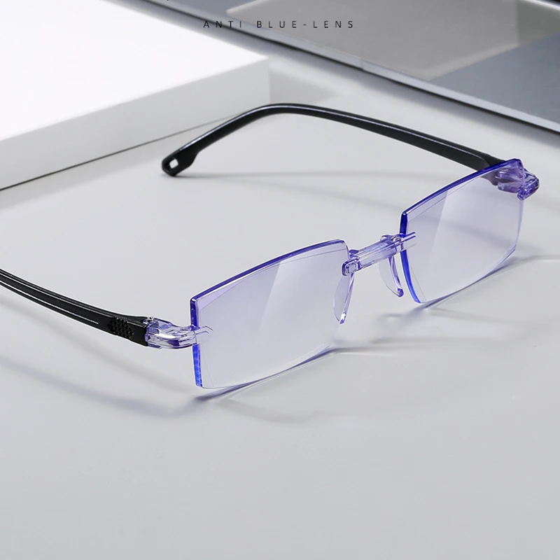 -1.0 -1.5 -2.0 -2.5 -3.0 -3.5 -4.0 Rimless Anti Blue Light Myopia Glasses Frameless Nearsighted Eyeglasses Women Men Unisex