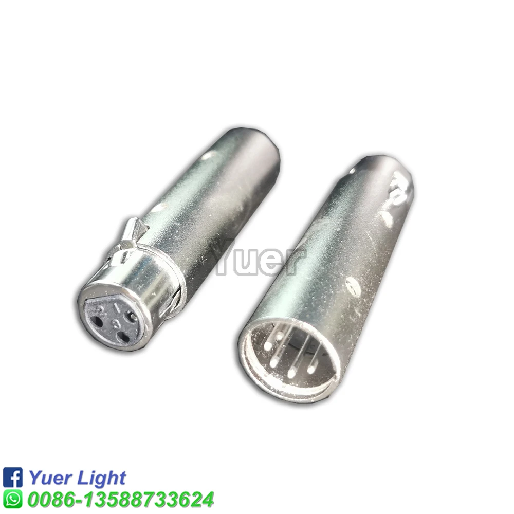 DMX 3Pin XLR ao adaptador de iluminação do conversor Cased metal 5Pin 3 macho do Pin para 5 fêmea do Pin 3 Pin a 5 macho do Pin conecta