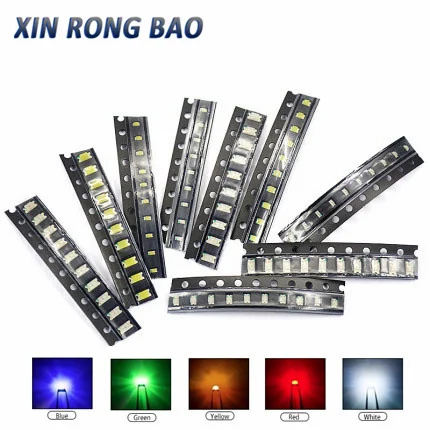 100szt 0402 0603 0805 1206 smd led Czerwony Żółty Zielony Biały Niebieski Pomarańczowy dioda elektroluminescencyjna Water Clear LED Light Diode Set