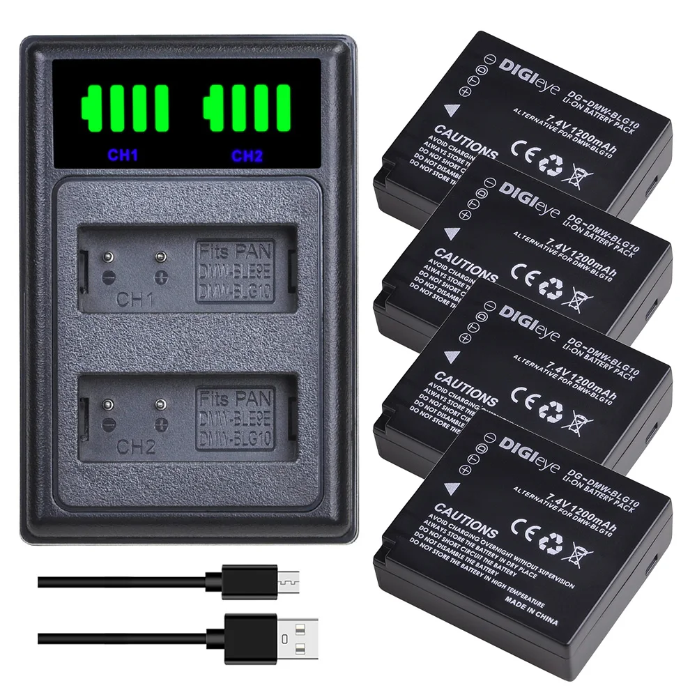 Batteries OR LED Charger Set for DMW-BLG10 BLG10E BLG10PP and Panasonic LUMIX GF5 GF6 GX7 GX9 GX80 GX85 ZS200 LX100 Cameras