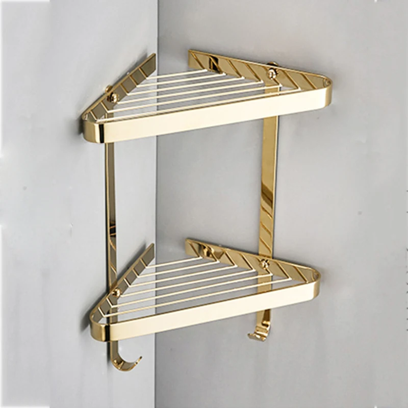 Bathroom Shelf Copper Gold/Chrome/RoseGold Shower Shampoo Soap Cosmetic Shelf Bathroom Accessories Storage Organizer Rack Holder