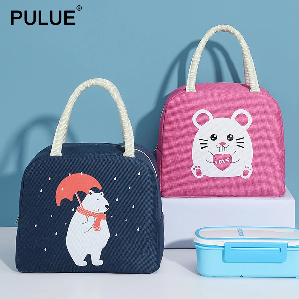 Fashion Cartoon Lunch Bag for Women Thermal Food Bag Lunch Box Tote Insulation Bags New Portable Waterproof Canvas Cooler Bag
