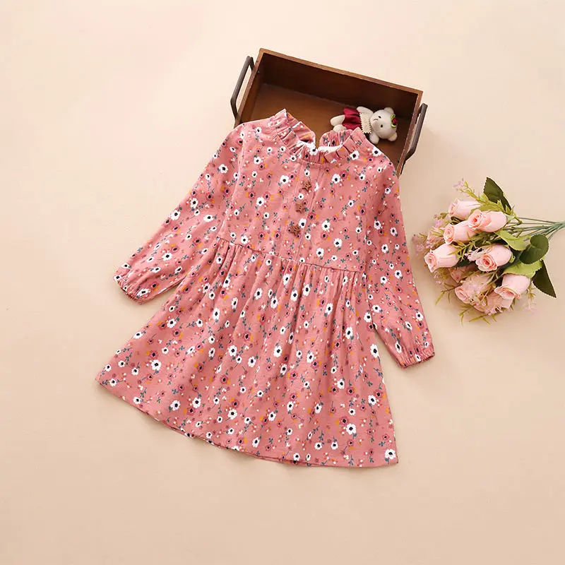 2024 ragazze vestono cotone primavera autunno manica lunga Casual stampato abiti floreali per ragazze principessa bambini costumi 3 5 6 7 8 anni