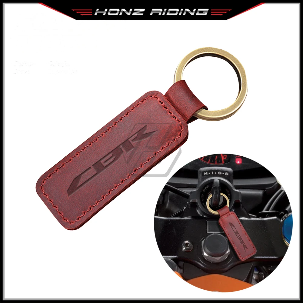 For Honda CBR 250 300 CBR600RR CBR900RR CBR1000RR CBR1100XX Motorcycle Keychain Cowhide Key Ring