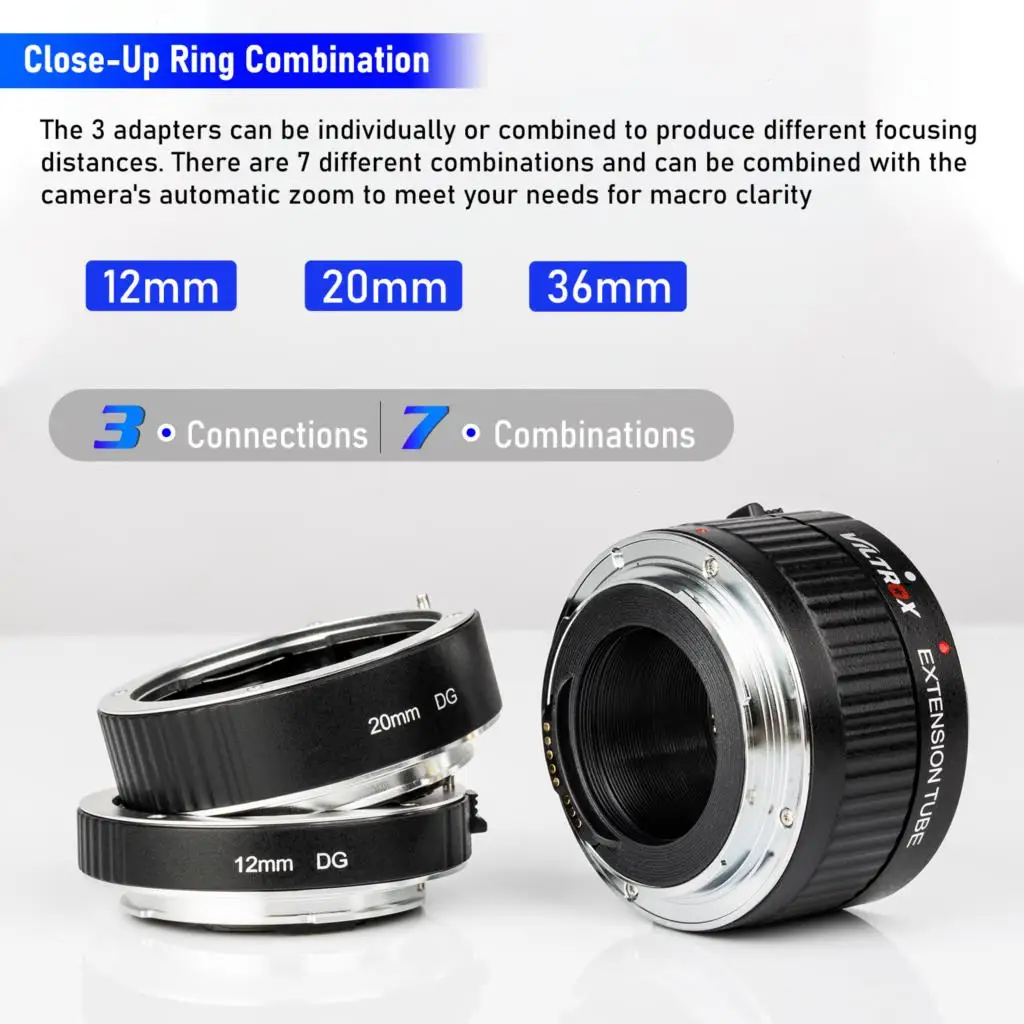 Viltrox DG-C Macro Extension Tube Lens Adapter Ring AF Auto Focus For Canon EOS 2000D 1500D 850D 77D 60D 5D Mark IV III II 80D