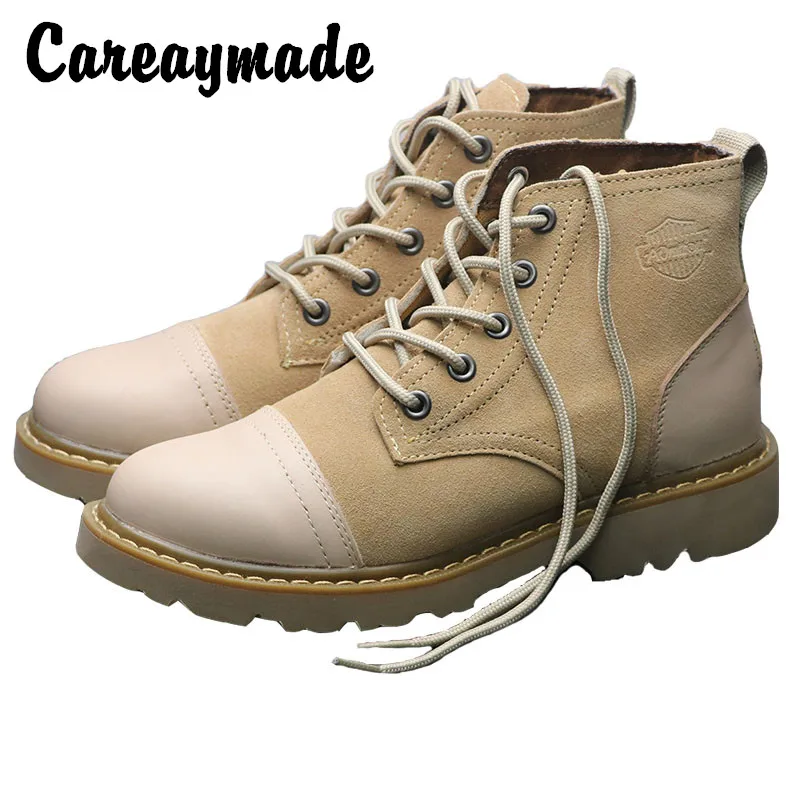 Careaymade-Casual boots retro high top lace up men's and women's locomotive short boots tooling outdoor  leather boots,5 colors