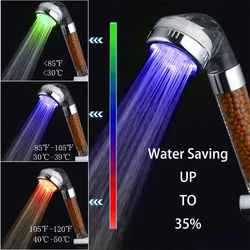 Bathroom Handheld 3/7 Color Changing High Pressure Water Saving Sensor Negative Ion Filter Rain Led Shower Head Nozzle for Bath