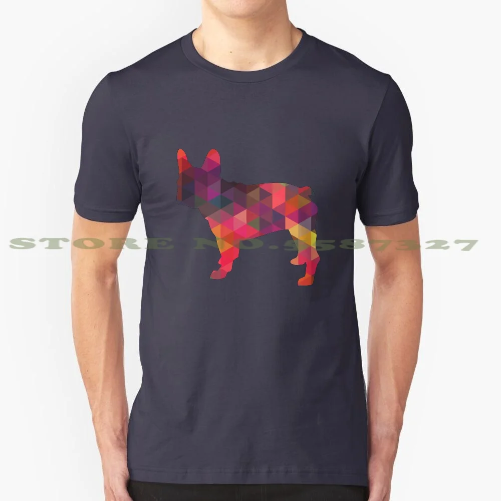 French Bulldog Colorful Geometric Pattern Silhouette - Multi 100% Cotton T-Shirt Colorful Geometric Pattern Silhouette Breed