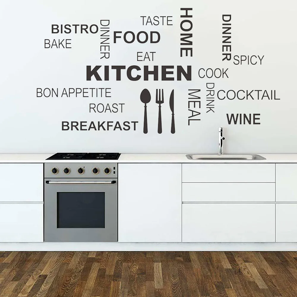 Kitchen Cook Wall Sticker Creatives Lettering Quotes Art Food Taste Vinyl Wall Decal Modern Home Dining Room Decoration Y673