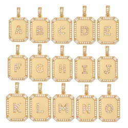 AAA Cubic Zirconia Crystal Gold-plated Brass Letter A-Z Alphabet Pendant For Necklace Choker Hip Hop Trendy Copper Jewelry DIY