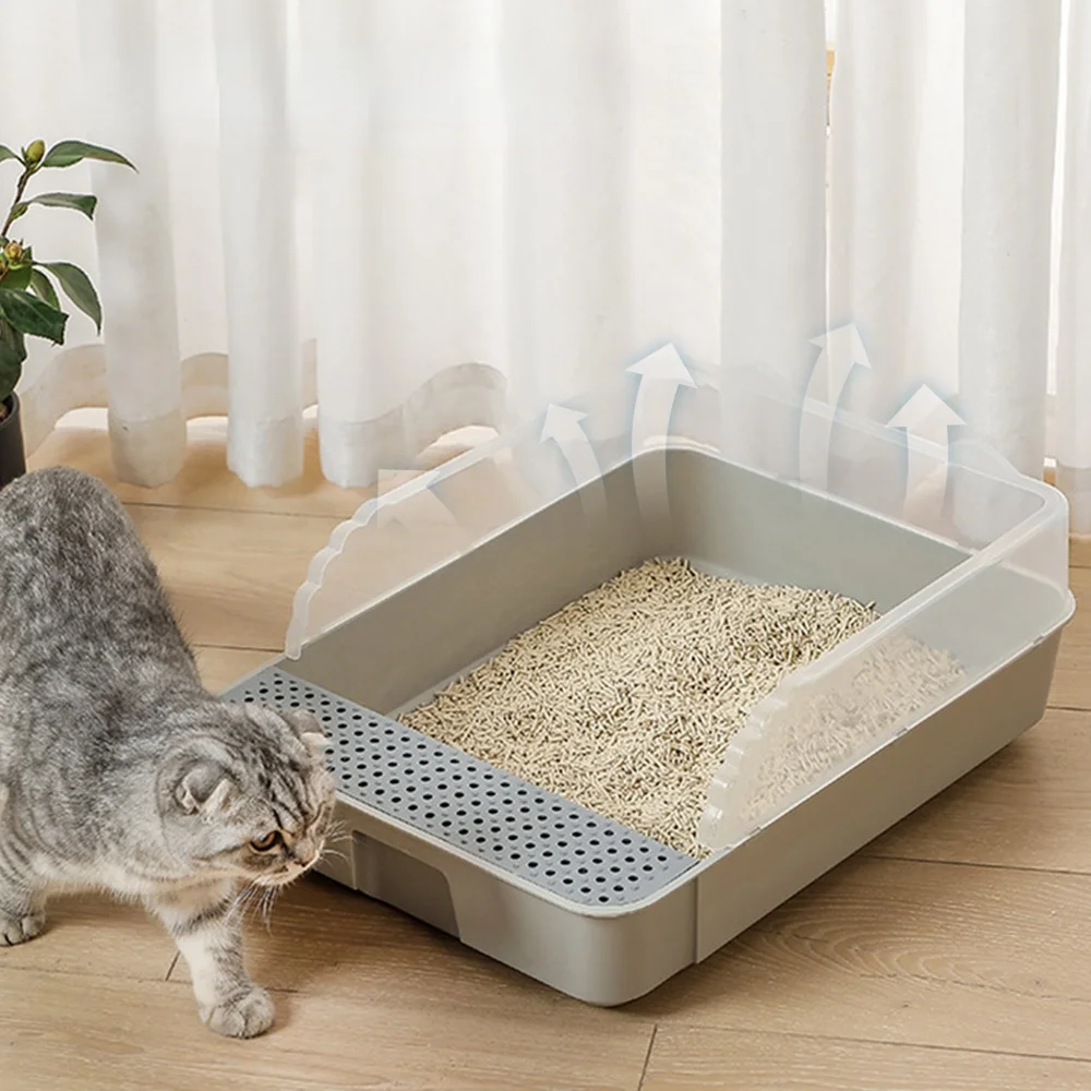 

Cat Litter Box, Pet Toilet Basin, Semi-Closed, Clean Toilet, Dog Tray, Kitten Litter Scooper, Anti Splash Litter Box