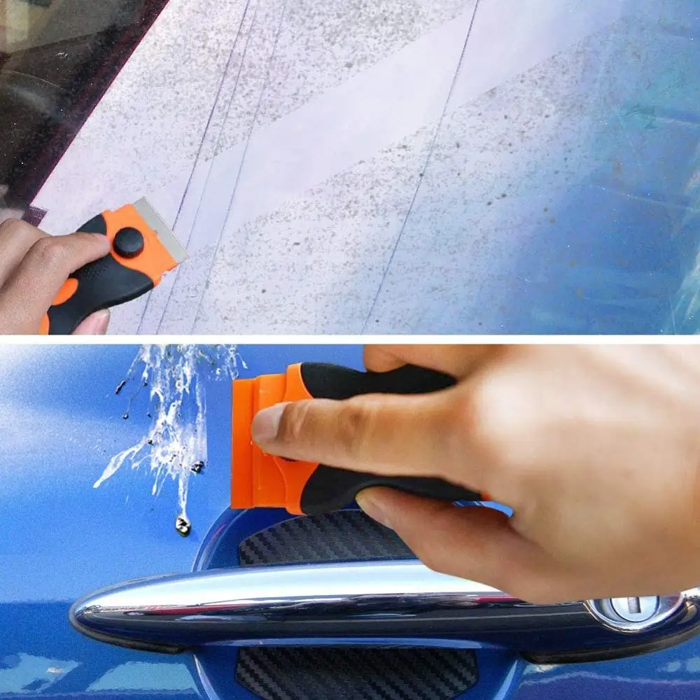 Car Window Tint Ceramic Glass Oven Razor Scraper Plastic Handle Razor Scraper Glue Sticker Squeegee Removal Knife Tool Blade