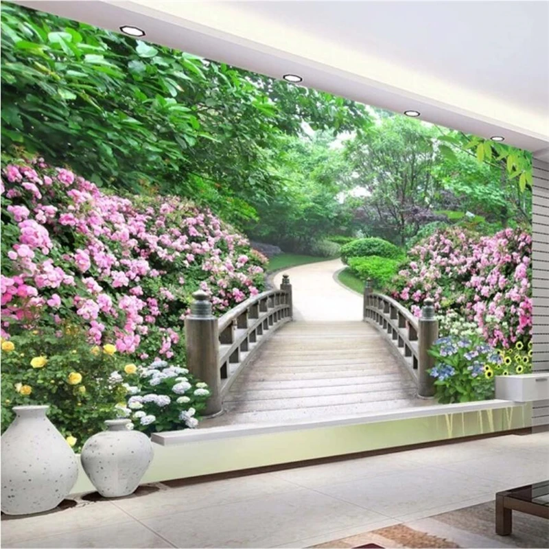 

wellyu papel de parede 3d Customized large murals fashion home improvement park landscape garden TV background wallpaper