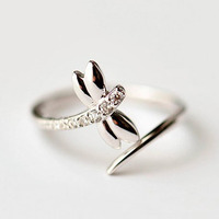 REETI 925 Sterling Silver Rings For Women dragonfly Open  ring  Style Lady Prevent Allergy Sterling-silver-jewelry