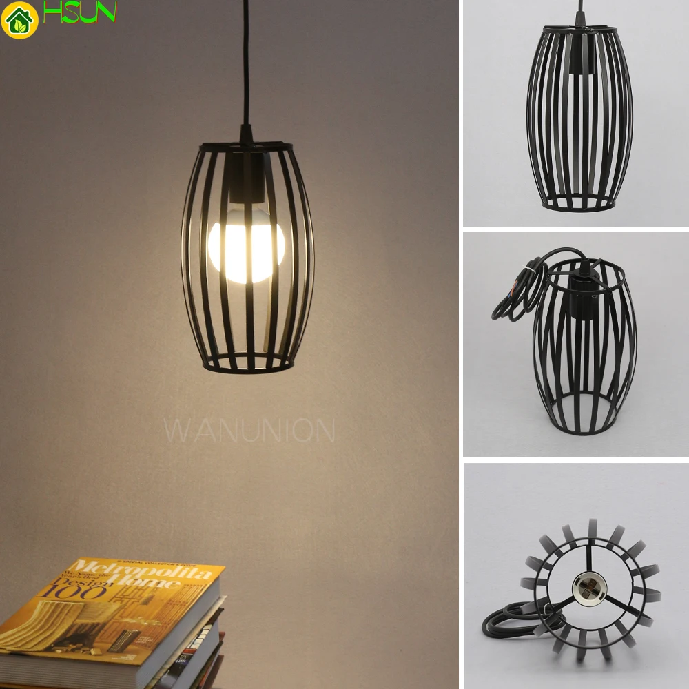 

Iron Retro Vintage Edison Pendant Light Bulb Guard Wire Cage Ceiling Hanging Light Fitting Bar Cafe Lampshade DIY Lamp Base