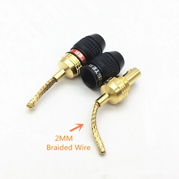 2 / 4Pcs/lot 2MM Monster Copper Wire Gold-Plated Banana Plug Speaker Wire Plug Braided Wire Plug Connector