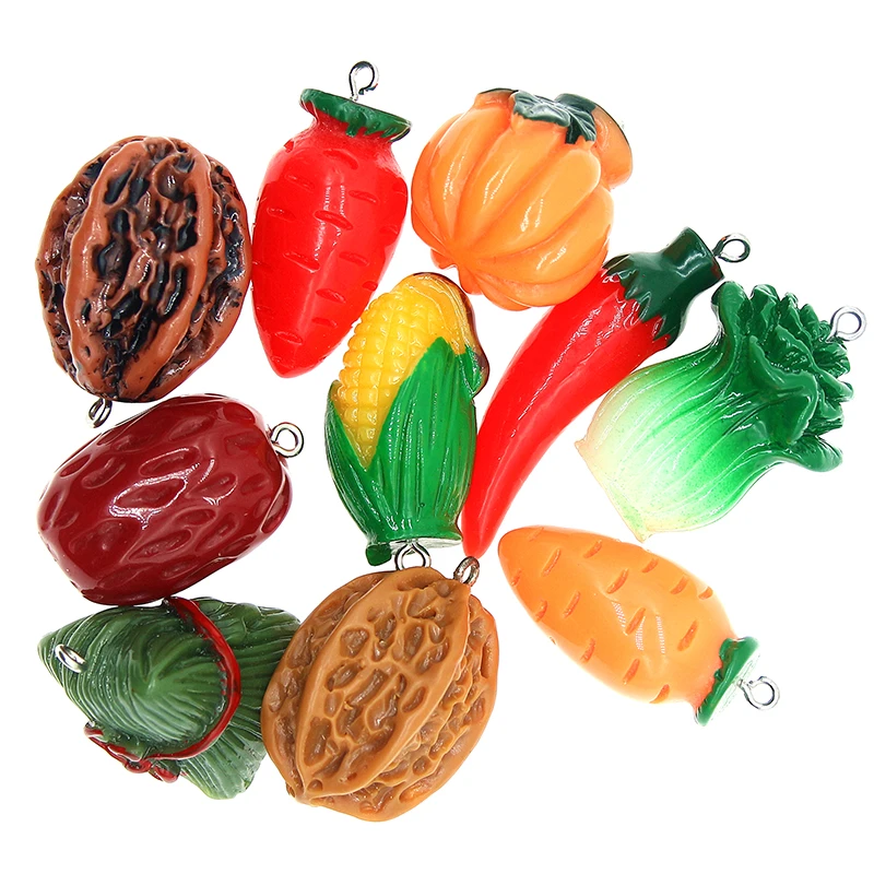 5pcs/lot Cute 3D Acrylic Resin Three-dimensional Vegetables Charms DIY Craft For Bracelet Earrings Jewelry Findings XL1127