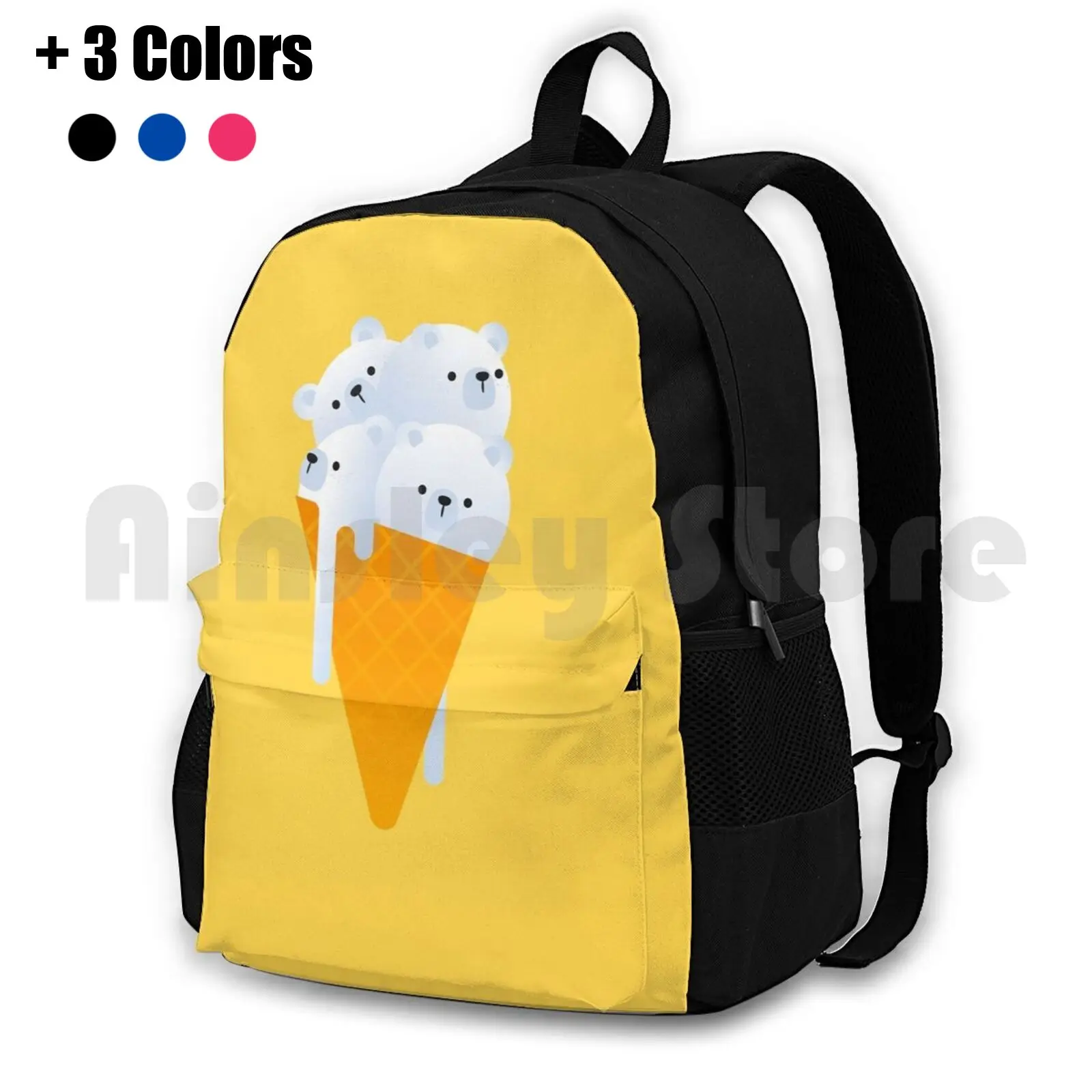 Polar Bear Ice Cream Outdoor Hiking Backpack Riding Climbing Sports Bag Polar Bear Ice Cream Icecream Cone Sweets Desserts Food