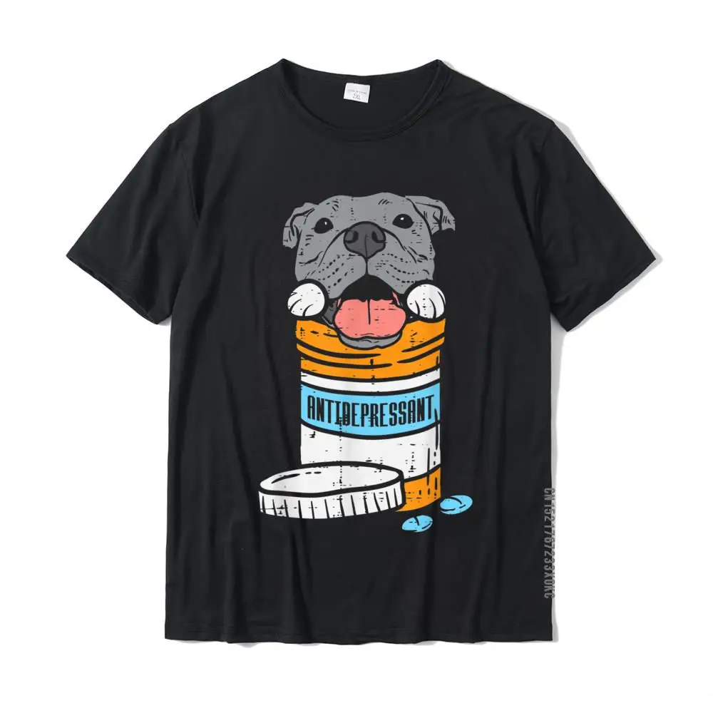 Antidepressant Pitbull Funny Pitties Dog Lover Owner Gift T-Shirt Top T-Shirts Summer Graphic Men Tees Summer Cotton