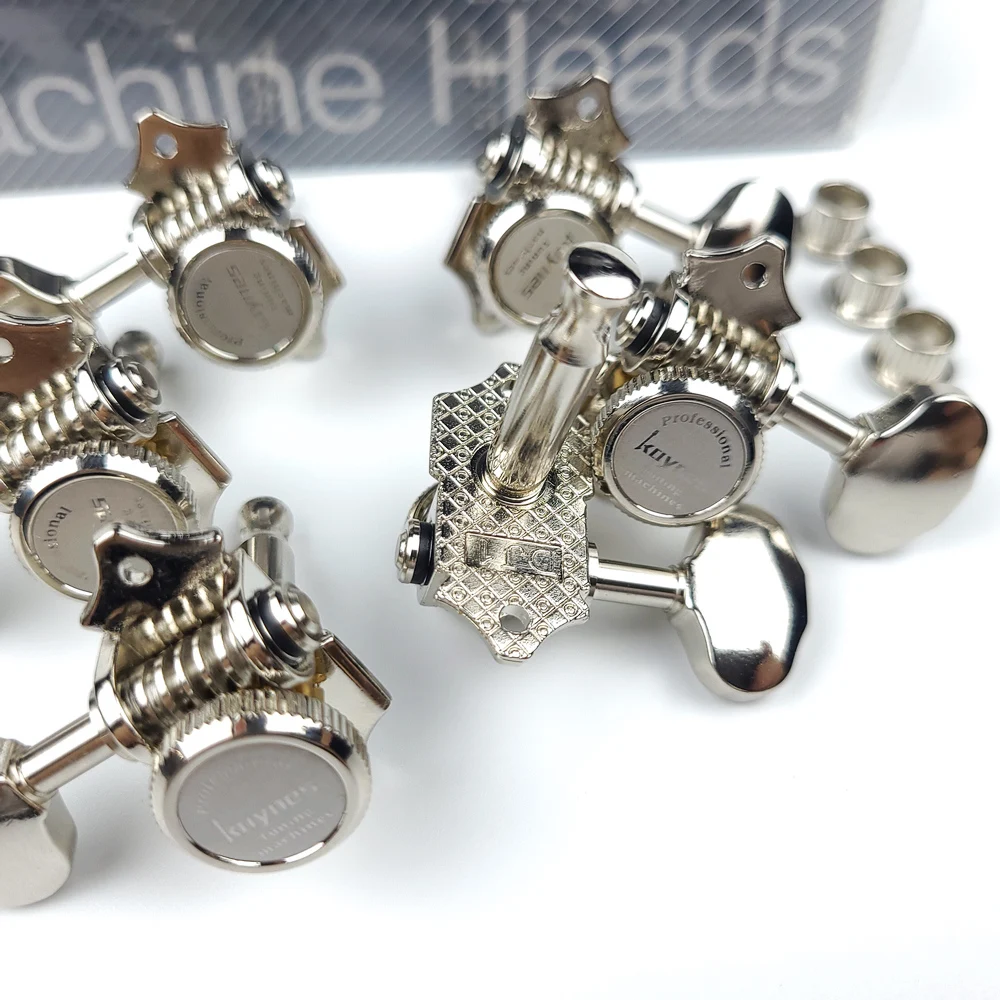 NEW Vintage 1:16 Open Gear Locking Tuning Pegs Gear Butterbean Guitar Machine Heads Tuners Nickel Silver