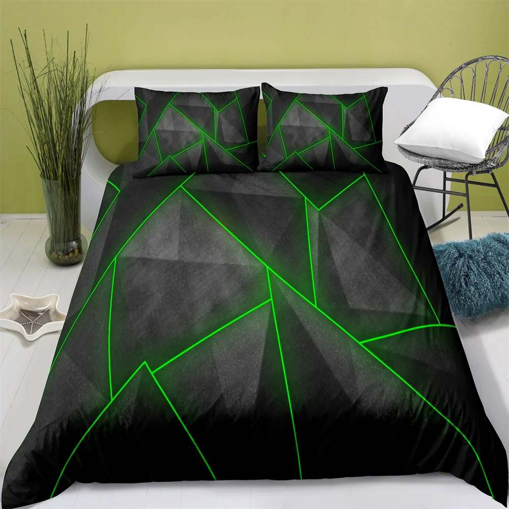 Home Textiles Printed Abstract Black Bedding Quilt Cover & Pillowcase 2/3PCS US/AE/UE Full Size Queen Bedding Set