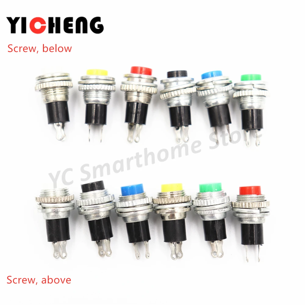 6Pcs 10MM small button DS-316 314 lock-free self-reset doorbell horn round power jog key switch