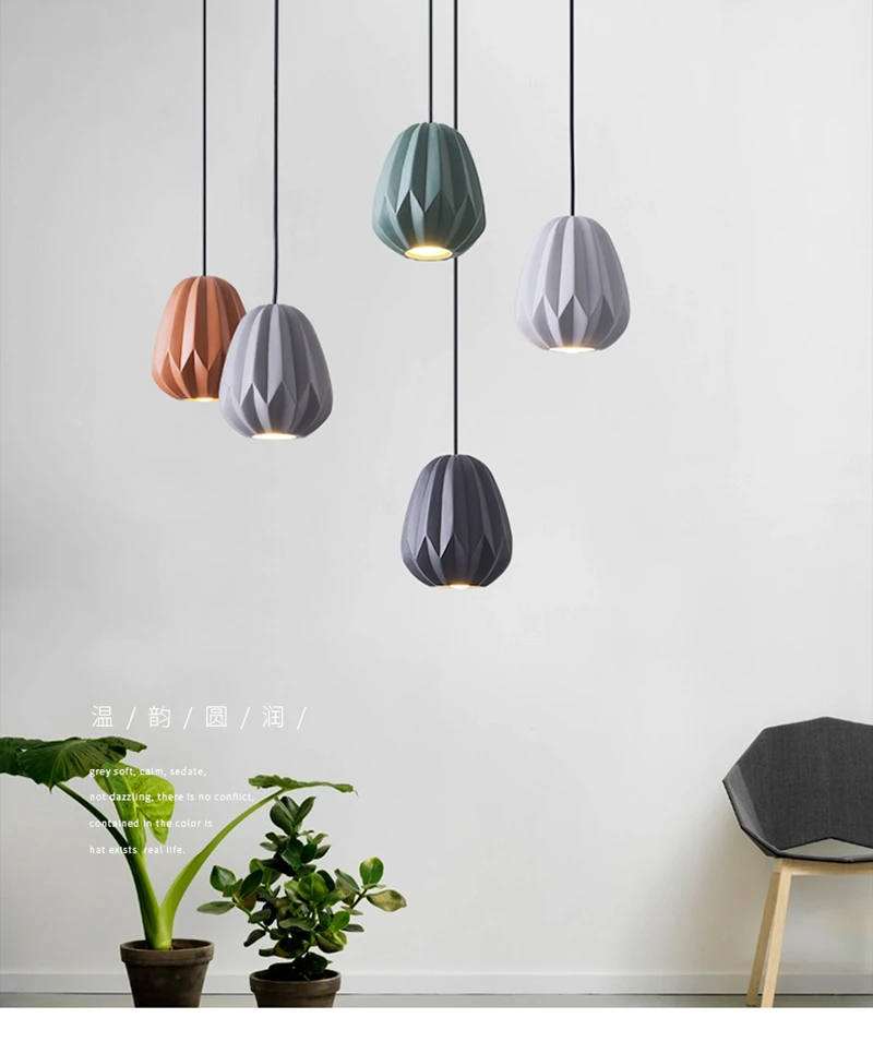 

Cute Simple Ins Popular Pink Grey Green Orange Modern Nordic Simple Pendant Light Good Quality Home Decoration Hanging Lamp