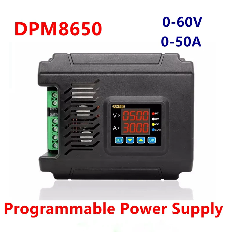 

JUNTEK DPM8650 60V 50A Voltmeter DC-DC Power Supply Voltage Regulator Programmable Buck Module Constant Current Converter Module