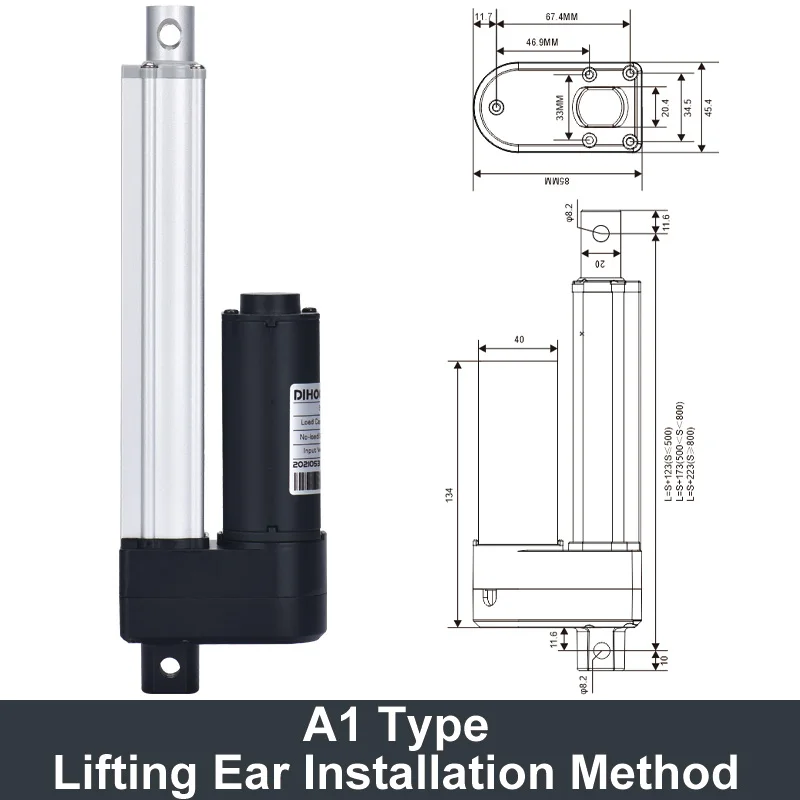 Imagem -02 - Atuador Linear Elétrico 24v Motor 3000n Carga Pistão de Baixo Ruído Impermeável 50 mm 100 mm 500 mm Curso Evitar Salpicos de Água Ip65