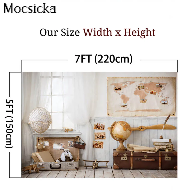 Mocsicka خريطة العالم السفر خلفيات للتصوير الفوتوغرافي حقيبة ديكور الأطفال كعكة عيد ميلاد سحق صور الدعائم استوديو كشك الخلفية