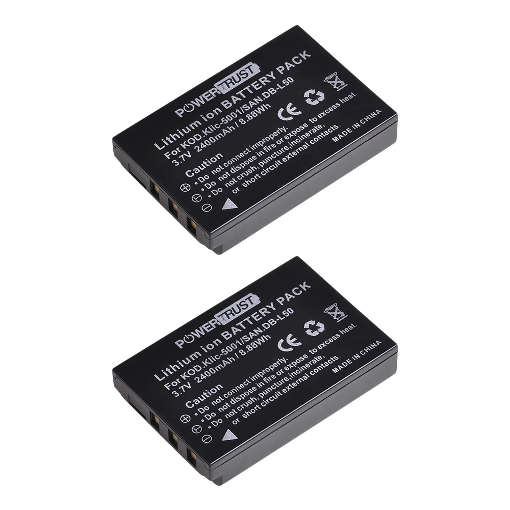 1x 2400mAh KLIC-5001 DB-L50 Battery for Kodak Easyshare P712 P850 P880 Z730 Z760 Z7590 DX6490 DX7440 DX7590 DX7630 Zoom