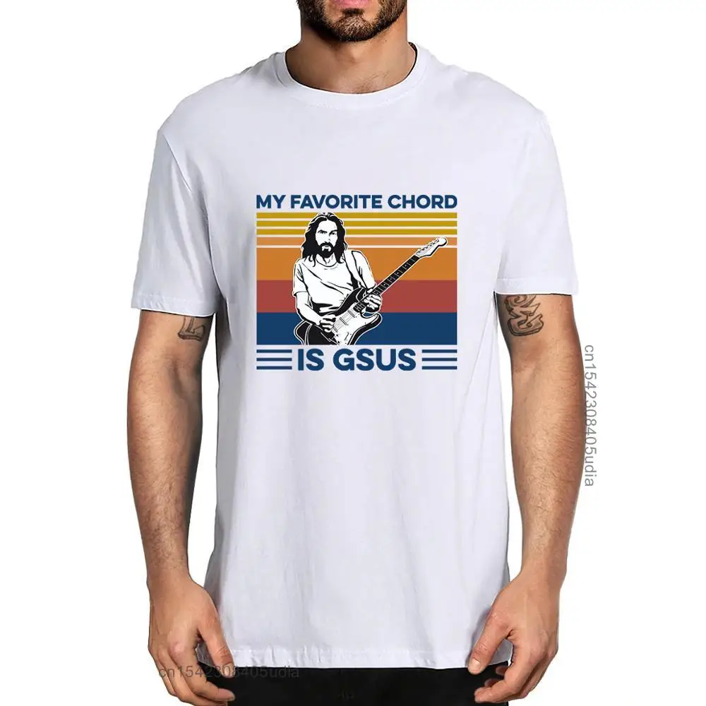 XS-XXXL My Favorite Chord Is Gsus Fashion Summer Top Vintage Men's T Shirt Short Sleeve Crew Neck Streetwear