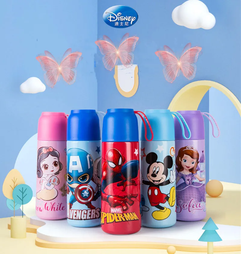 

450ml Disney Mickey kids mug MARVEL Thermos cup Sofia princess Stainless Steel Vacuum Flask for children Toddler water bottle