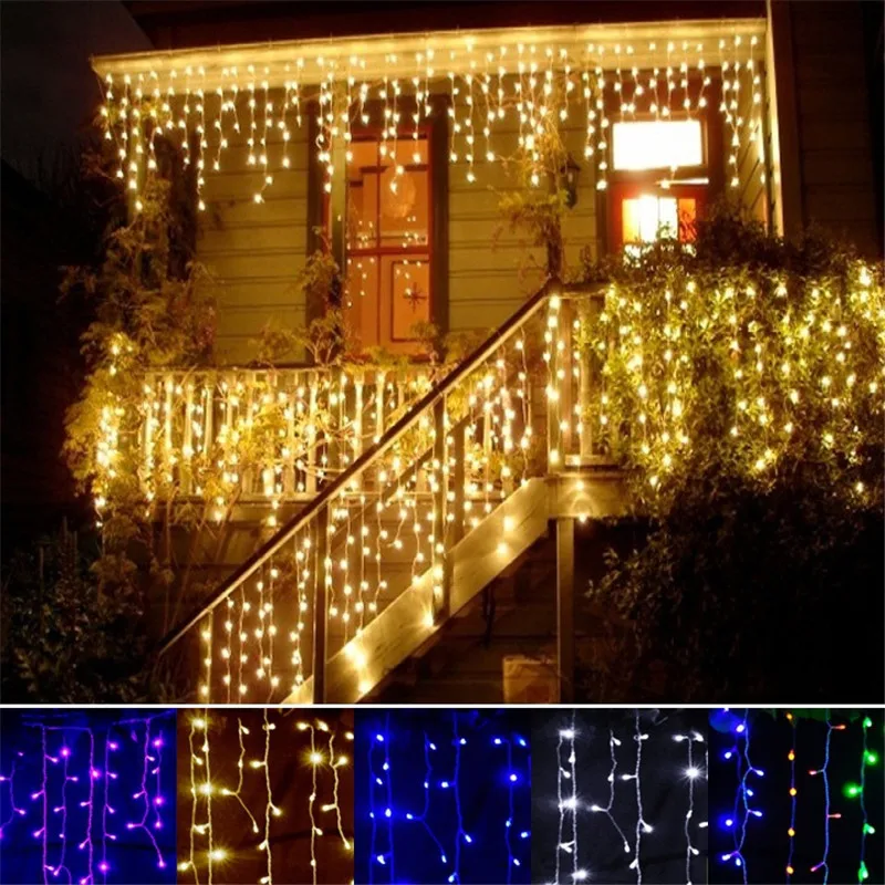 LED-ijspegel lichtslingers, EU-stekker, gordijn ijspegel, 220V, 3,5m, hangend 0,3-0,5m, Kerstmis, tuin, huwelijksfeest, nieuwjaar