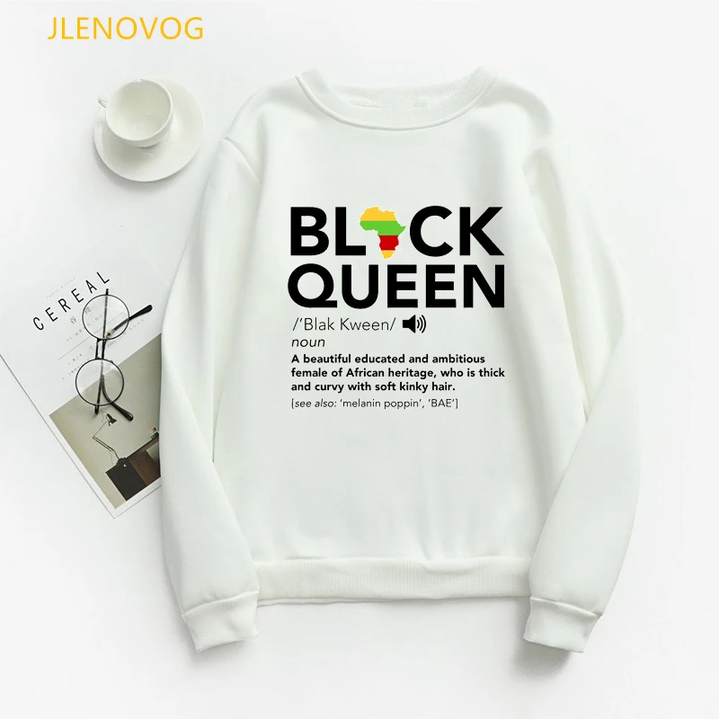 

Black Queen Letter Print Sweatshirt Women Clothes 2022 Hoodie Femme Kawaii Velvet Thick Ening Coat Tracksuit