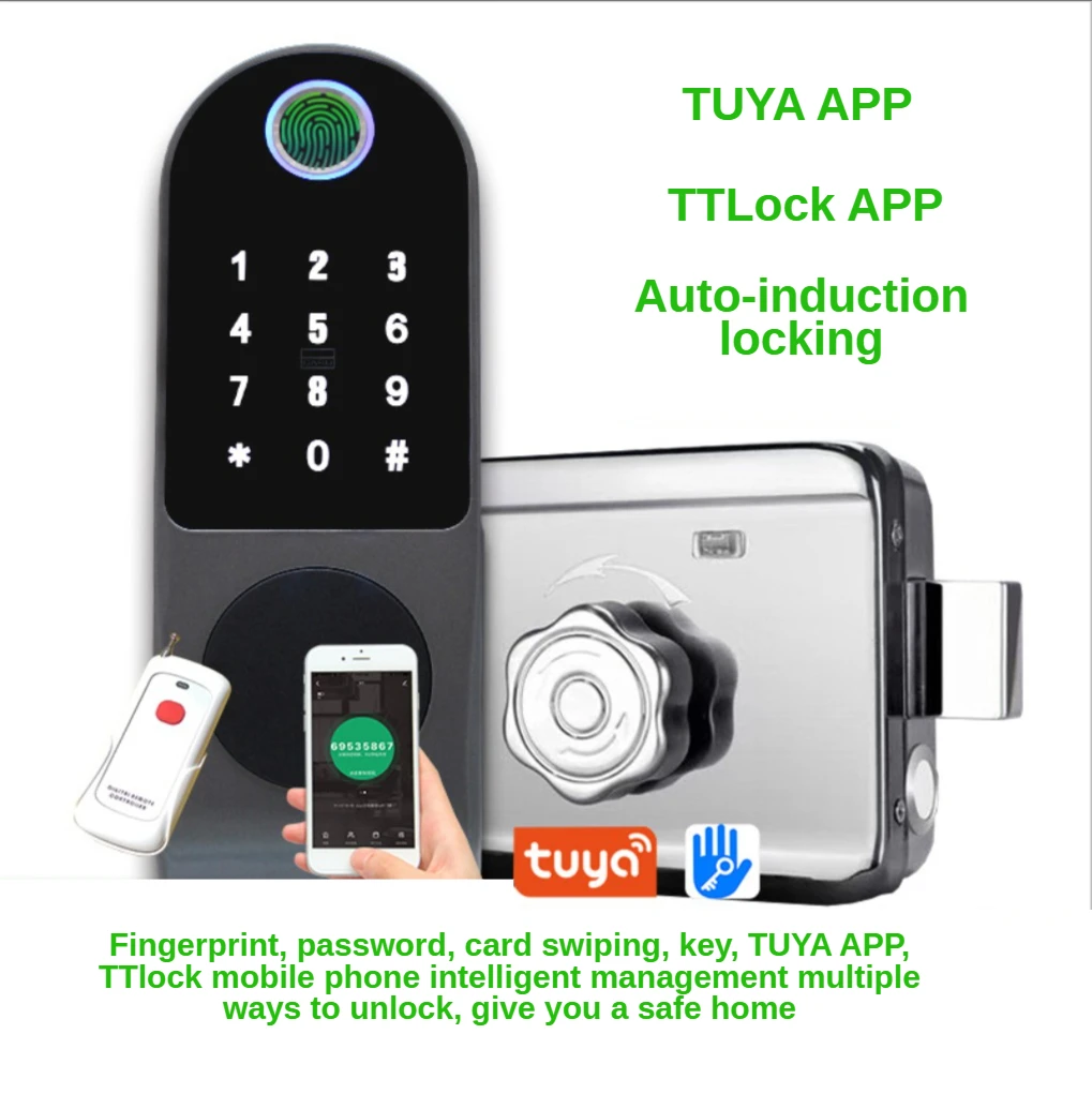 TUYA TTLOCK smart lock optional double-sided fingerprint and gateway for metal door wooden door apartment remote management