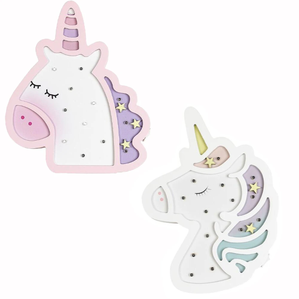 INS Originality unicorn lamp LED Night Light Nordic Cartoon Wall Hanging Children Room Decorative Lamp Baby Photographic Props