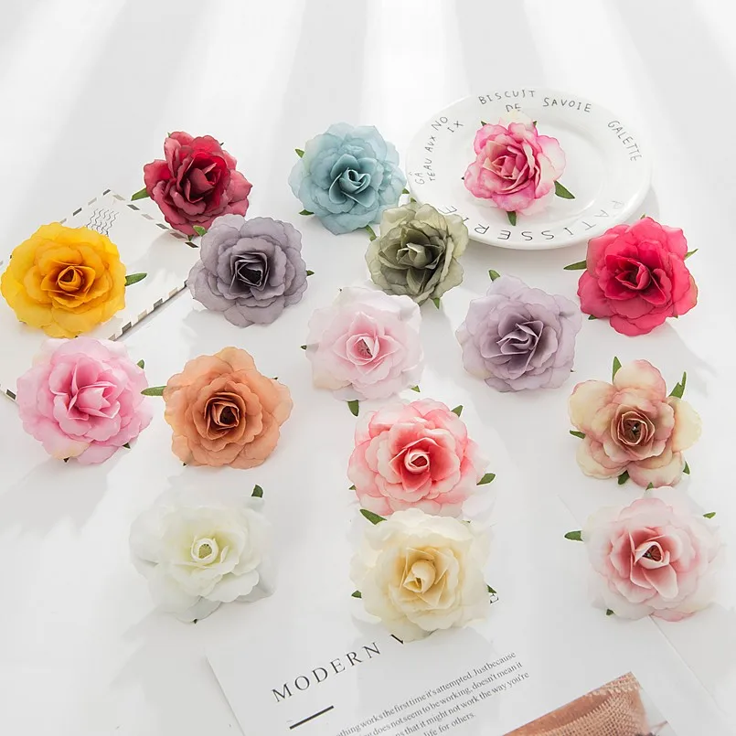 100 Stück Künstliche Blumen, Seidenrosenköpfe, Hochzeitsdekoration, Brautaccessoires, Ausverkauf, Heim- und Außendekoration, Weihnachtsgirlande – Detail 1
