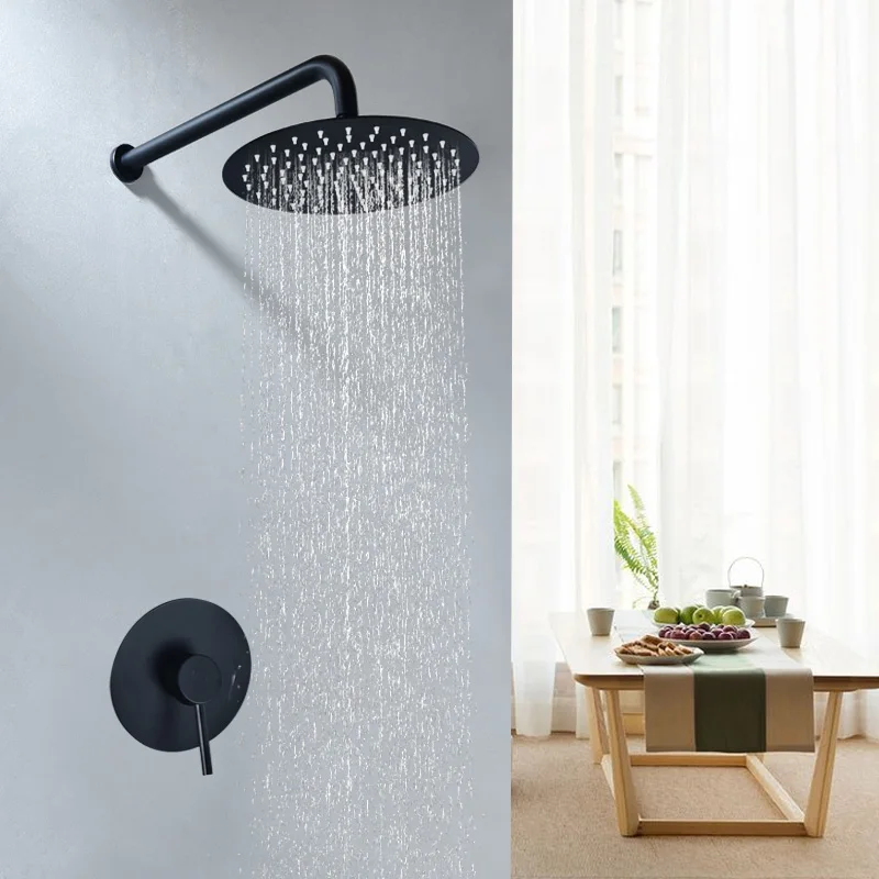 Bathroom Shower Sets 304 Stainless Steel Circular 8/10/12 Inch Concealed Shower Set Into Wall Shower Mixer Faucet