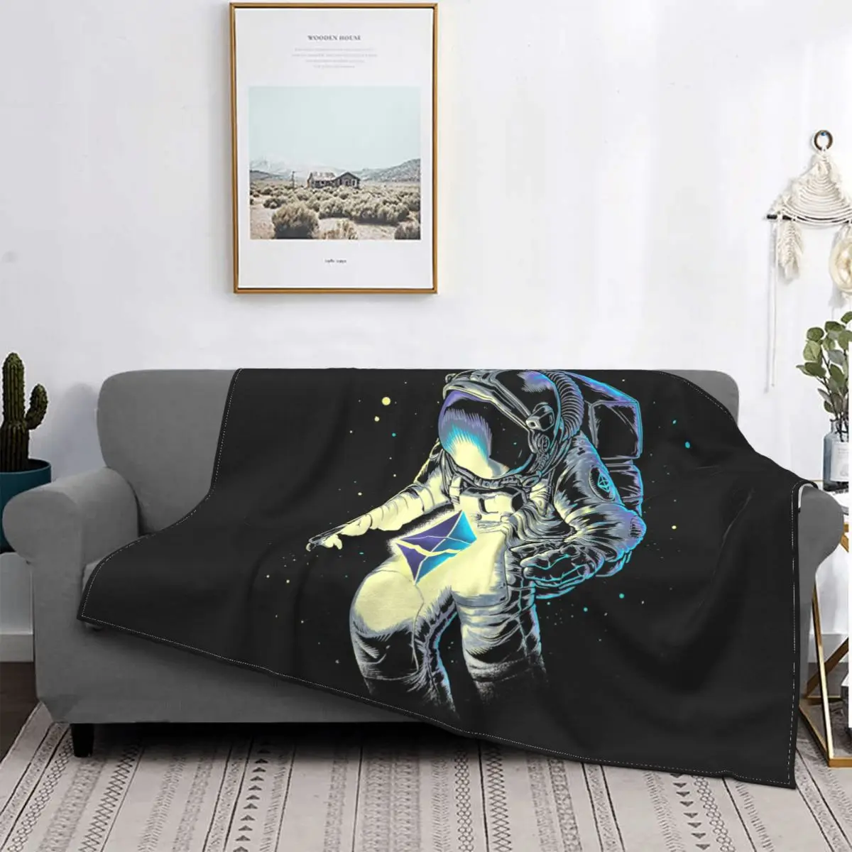 Space Ethereum Flannel Throw Blankets Bitcoin Cryptocurrency Blockchain Stars Galaxy Sci Astronaut Blanket for Home Bedroom Car