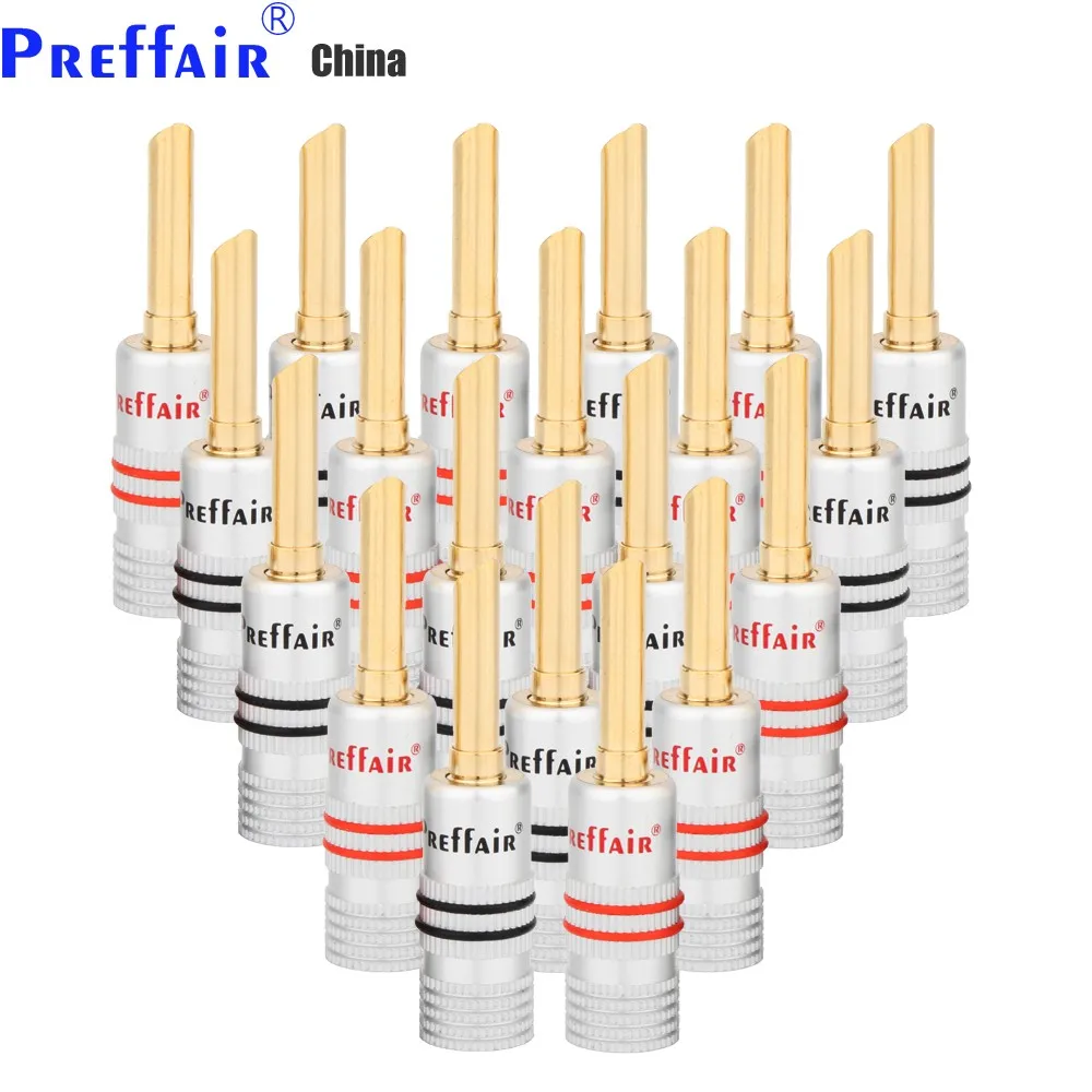 

100 Pcs Preffair BA1466 HIFI Banana Plug 24K Gold Plated 4mm Banana Connector Male Speaker Plug for Audio PA CD Plug