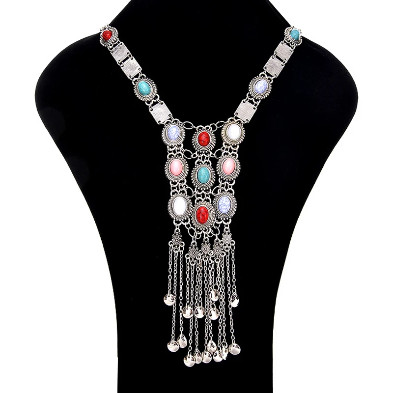 Bohemian Maxi 70cm Long Necklace Pendant For Women Collier Jewelry Colar Vintage Multilayer Tassel Collar Boho Necklace Bijoux