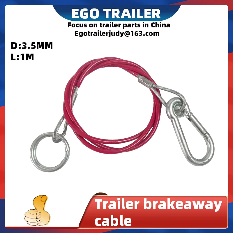 EGO TRAILER 1 Metre Ring Trailer Caravan Brake Away Breakaway Safety Cable Braked Hitch