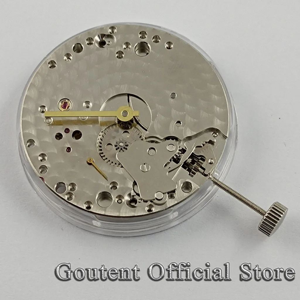 Goutent 17 Jewels Silver Asia 6498 Hand Winding Mechanical Watch Movement 21600 bhp