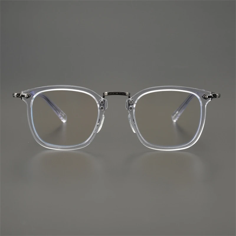 

Pure Titanium Vintage Rectangle Crystal Transparent Myopia Glasses Reading Spectacle Frame Designer Eyeglasses GMS806 Eyewear