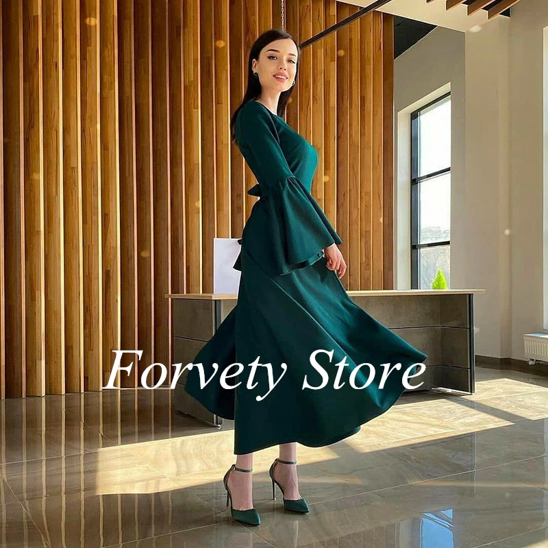 Sexy Tea-Length Evening Dresses Simple Satin Robe De Mariage Formal Cap Sleeves Prom Party Gowns vestidos de fiesta فساتين السهر