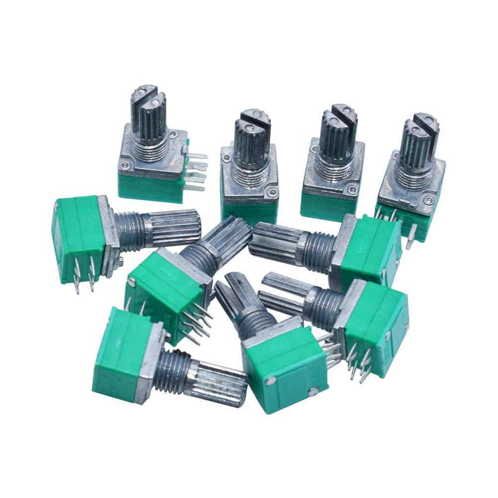 Potentiomètre d\'étanchéité pour amplificateur avec interrupteur, arbre audio, RK097G, 6 broches, 5K, 10K, 20K, 50K, 100K, B5K, 15mm, lot de 10 pièces